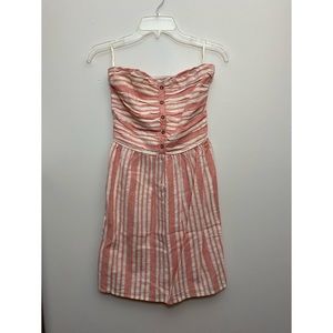 Cute Gap pink hire striped strapless summer dress